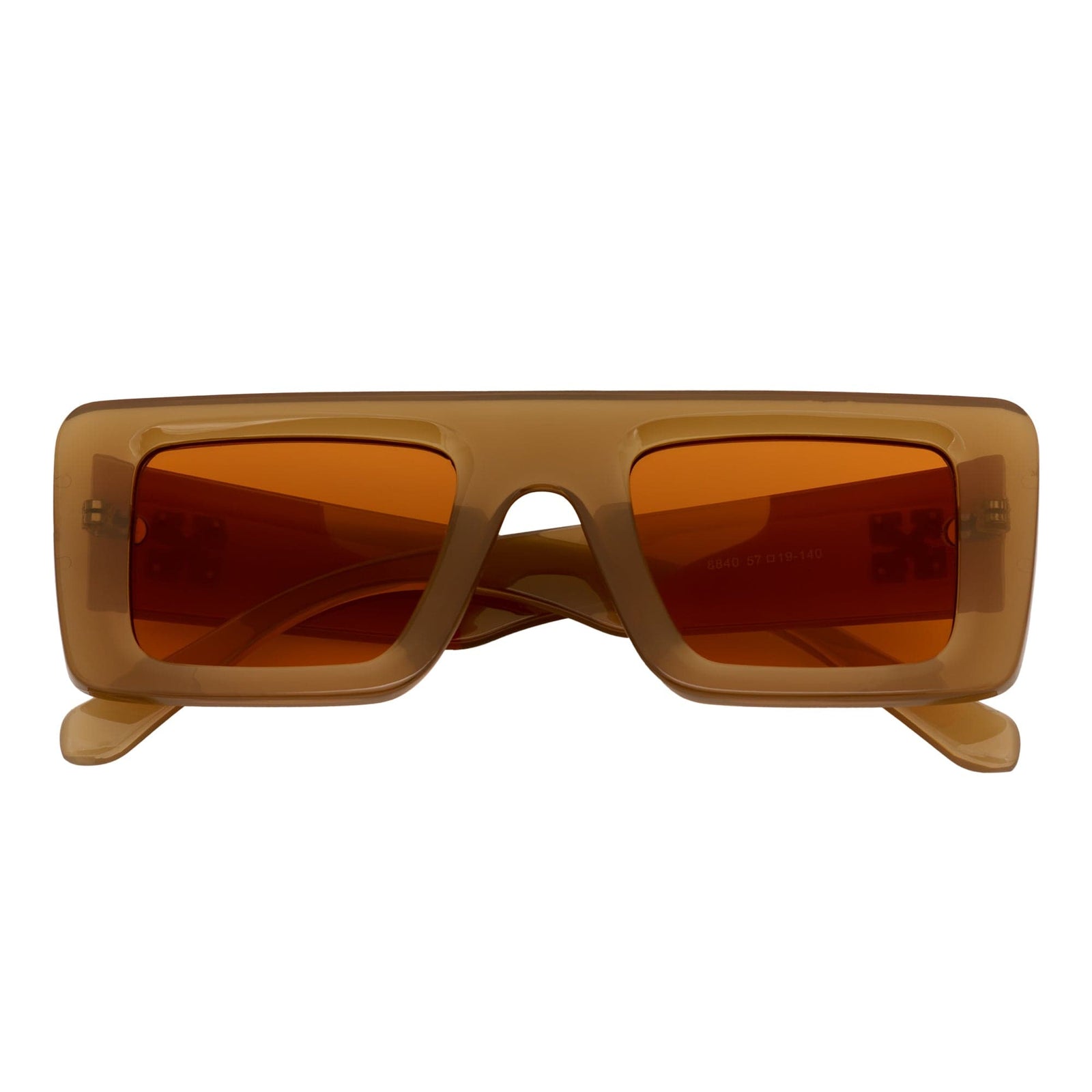 OFFSET - Two - Tone Retro Thick Rectangle Sunglasses Beige - Orange Orange Tint