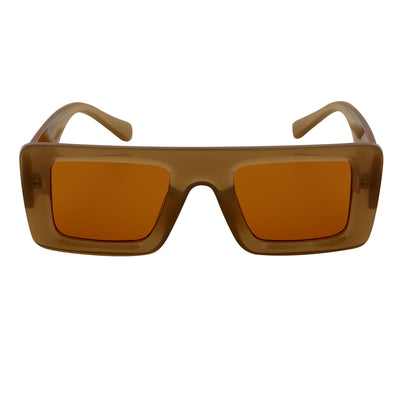 OFFSET - Two - Tone Retro Thick Rectangle Sunglasses Beige - Orange Orange Tint