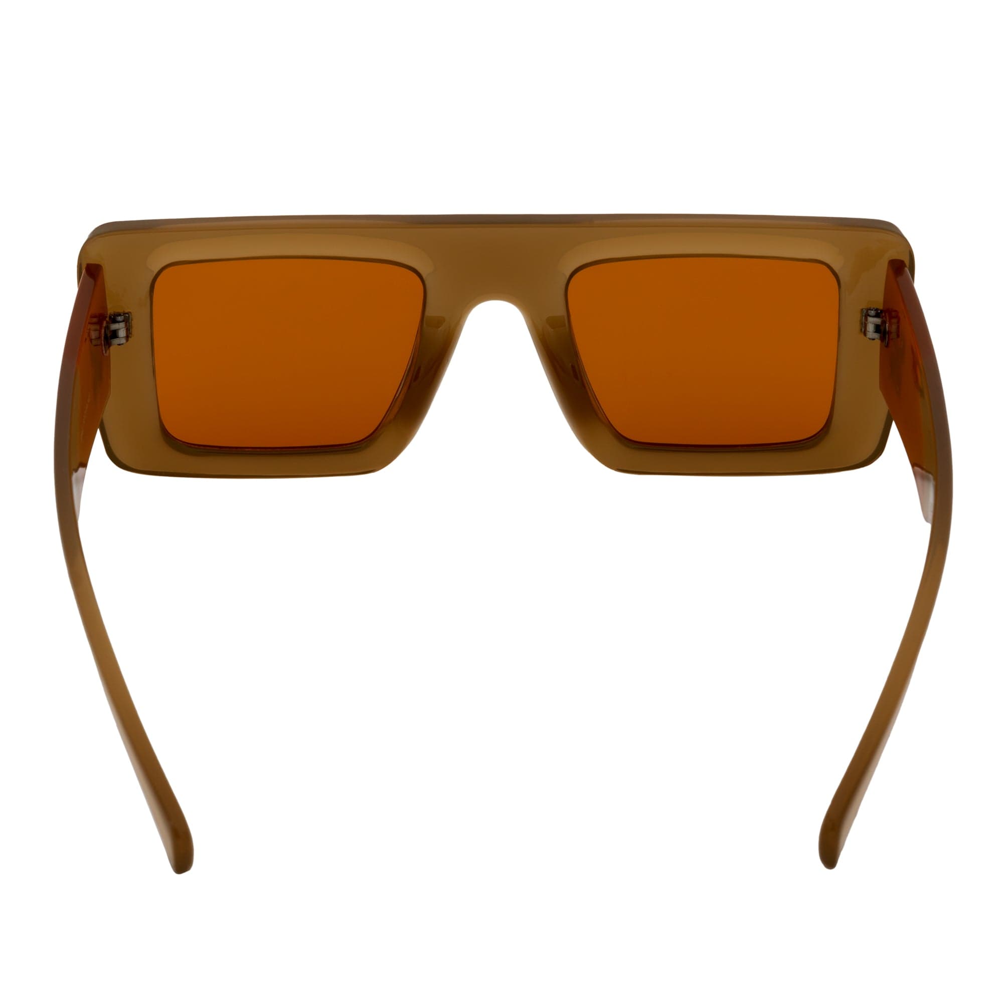 OFFSET - Two - Tone Retro Thick Rectangle Sunglasses Beige - Orange Orange Tint