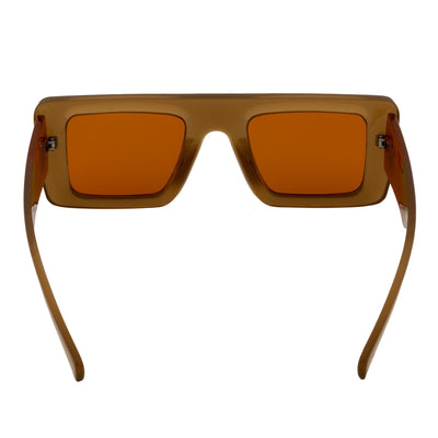 OFFSET - Two - Tone Retro Thick Rectangle Sunglasses Beige - Orange Orange Tint