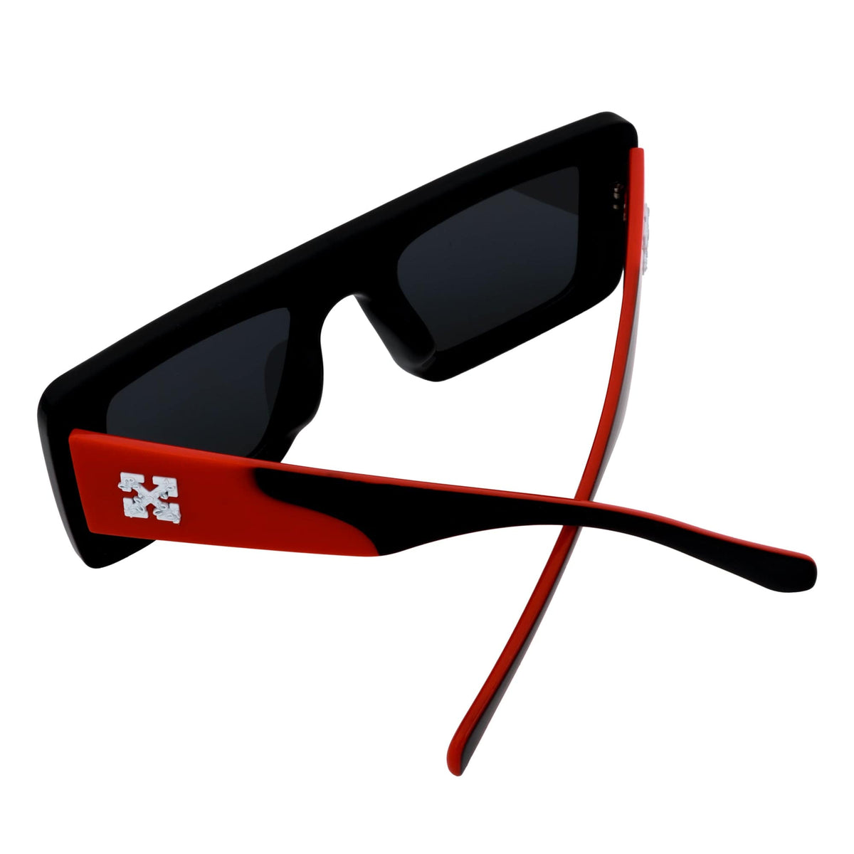 OFFSET - Two - Tone 90s Retro Mod Thick Rectangle Sunglasses Black - Red Smoke Tint - Morspecs M1033-3