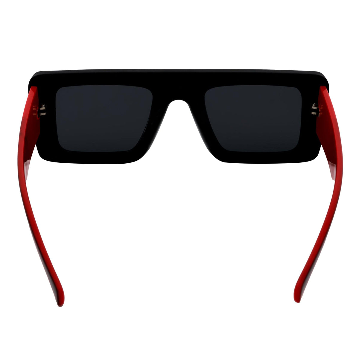 OFFSET - Two - Tone 90s Retro Mod Thick Rectangle Sunglasses Black - Red Smoke Tint - Morspecs M1033-3