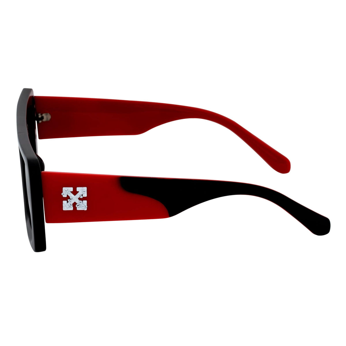 OFFSET - Two - Tone 90s Retro Mod Thick Rectangle Sunglasses Black - Red Smoke Tint - Morspecs M1033-3