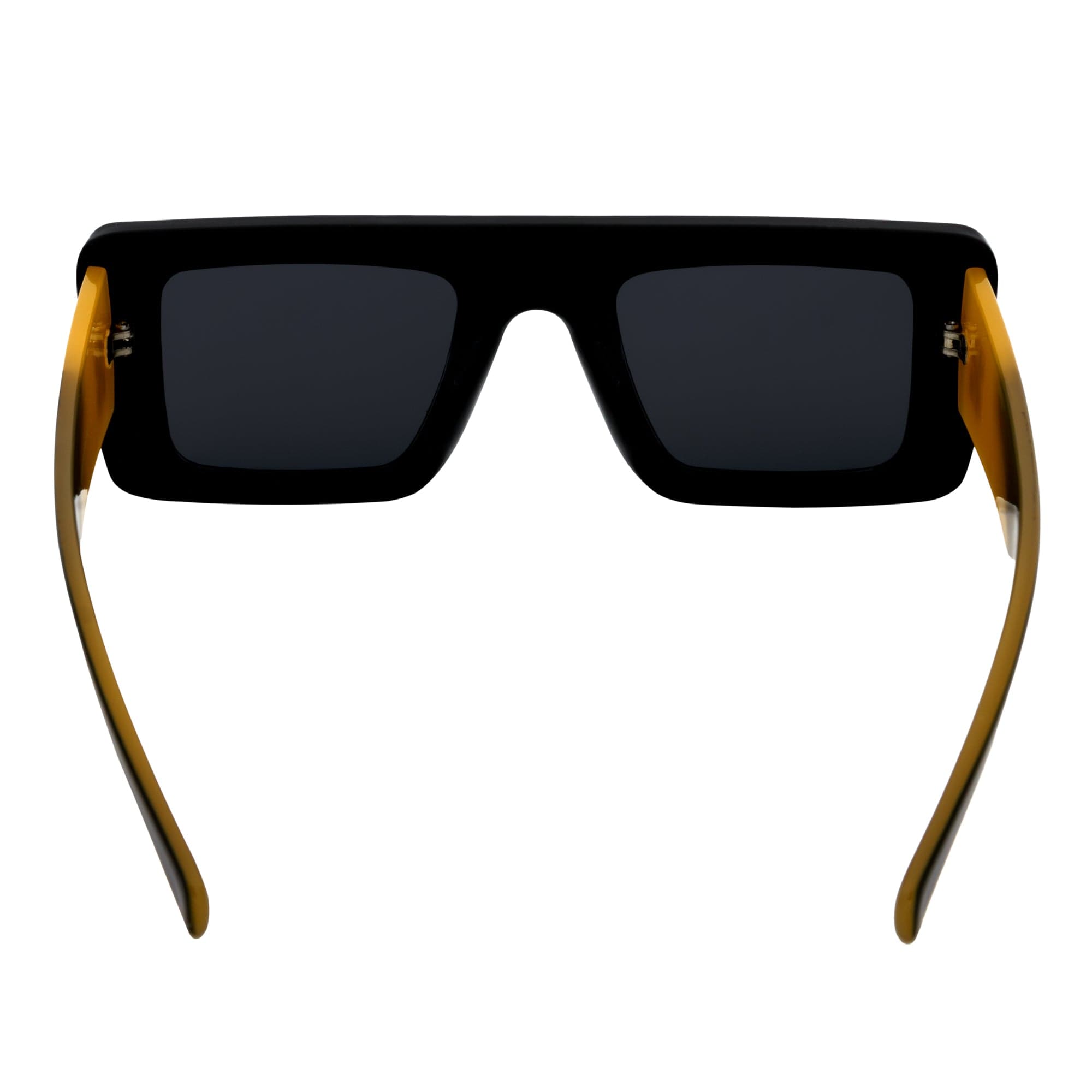 OFFSET - Two - Tone 90s Retro Mod Thick Rectangle Sunglasses Black - Yellow Smoke