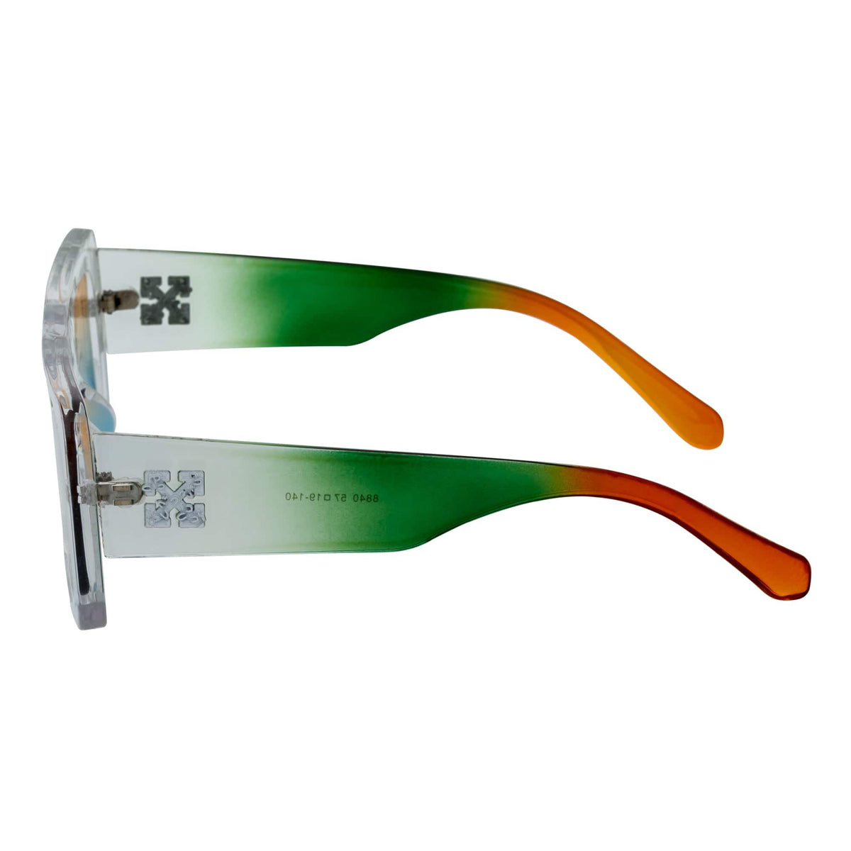 OFFSET - Two - Tone 90s Retro Thick Rectangle Sunglasses Clear - Green Amber Blue