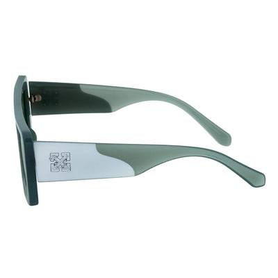 OFFSET - Two - Tone 90s Retro Thick Rectangle Sunglasses Green - White Green Tint