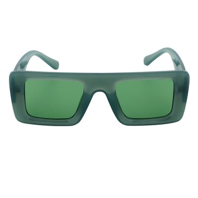 OFFSET - Two - Tone 90s Retro Thick Rectangle Sunglasses Green - White Green Tint