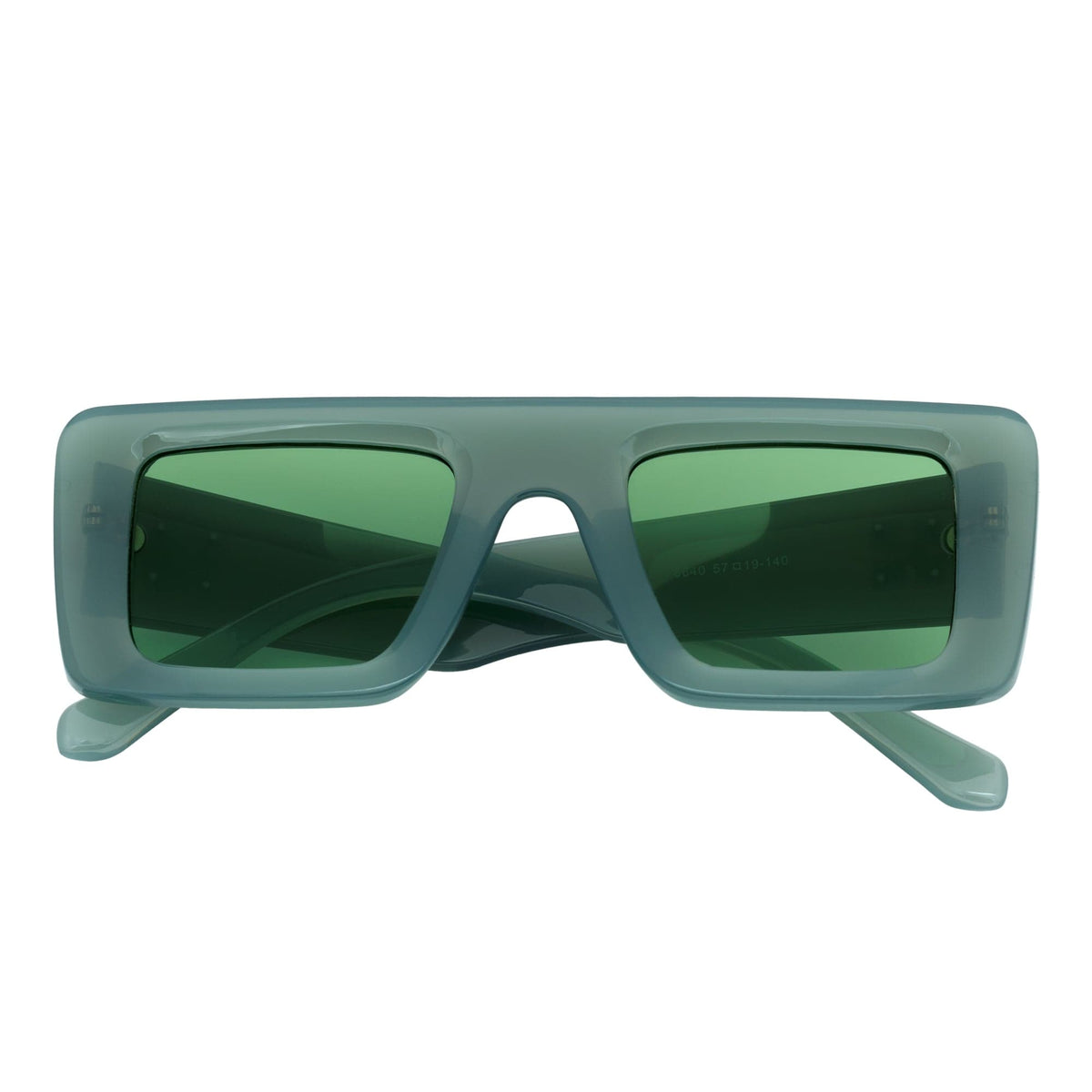 OFFSET - Two - Tone 90s Retro Thick Rectangle Sunglasses Green - White Green Tint