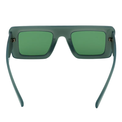 OFFSET - Two - Tone 90s Retro Thick Rectangle Sunglasses Green - White Green Tint