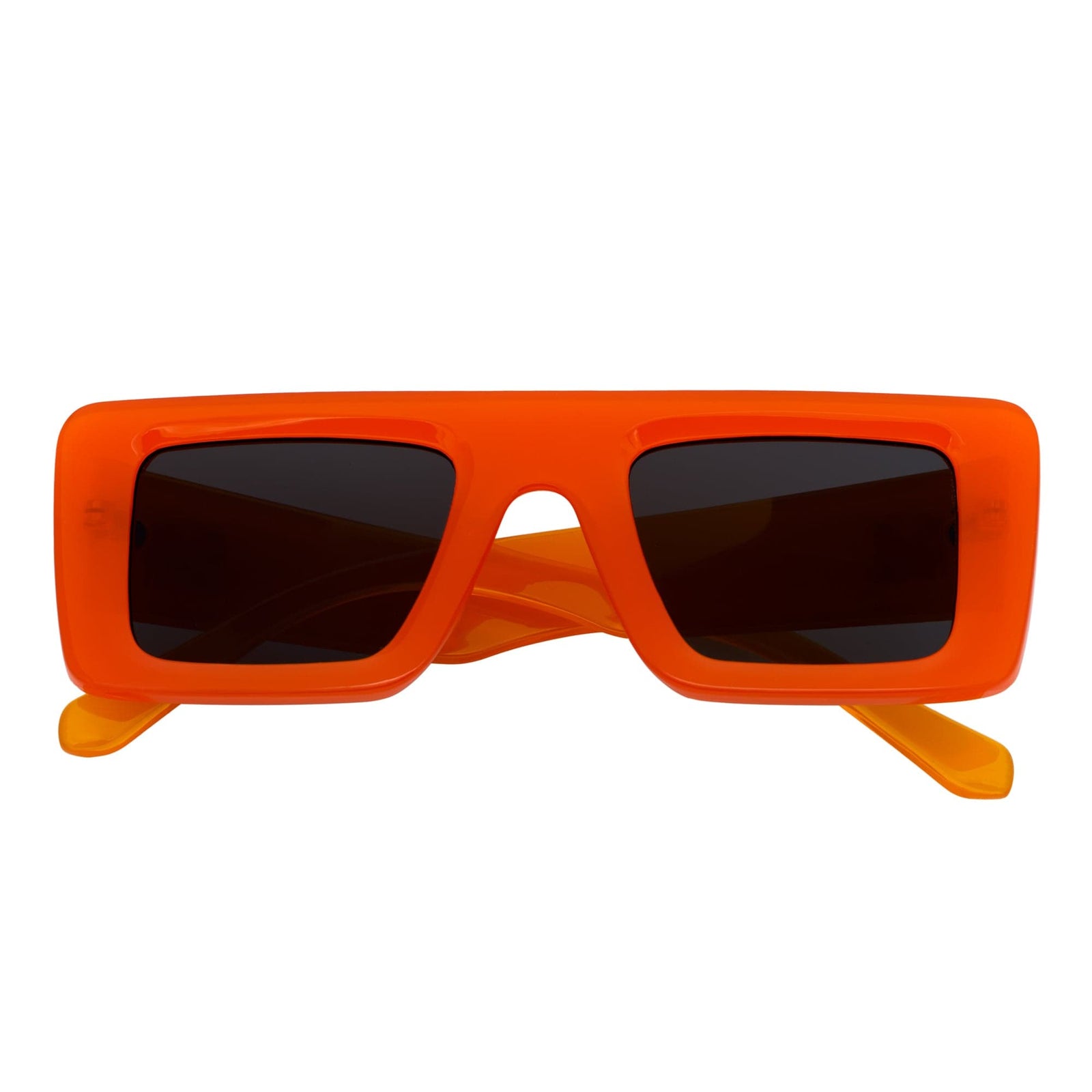 OFFSET - Two - Tone 90s Retro Thick Rectangle Sunglasses Orange - White Smoke Tint - Morspecs M1033-5