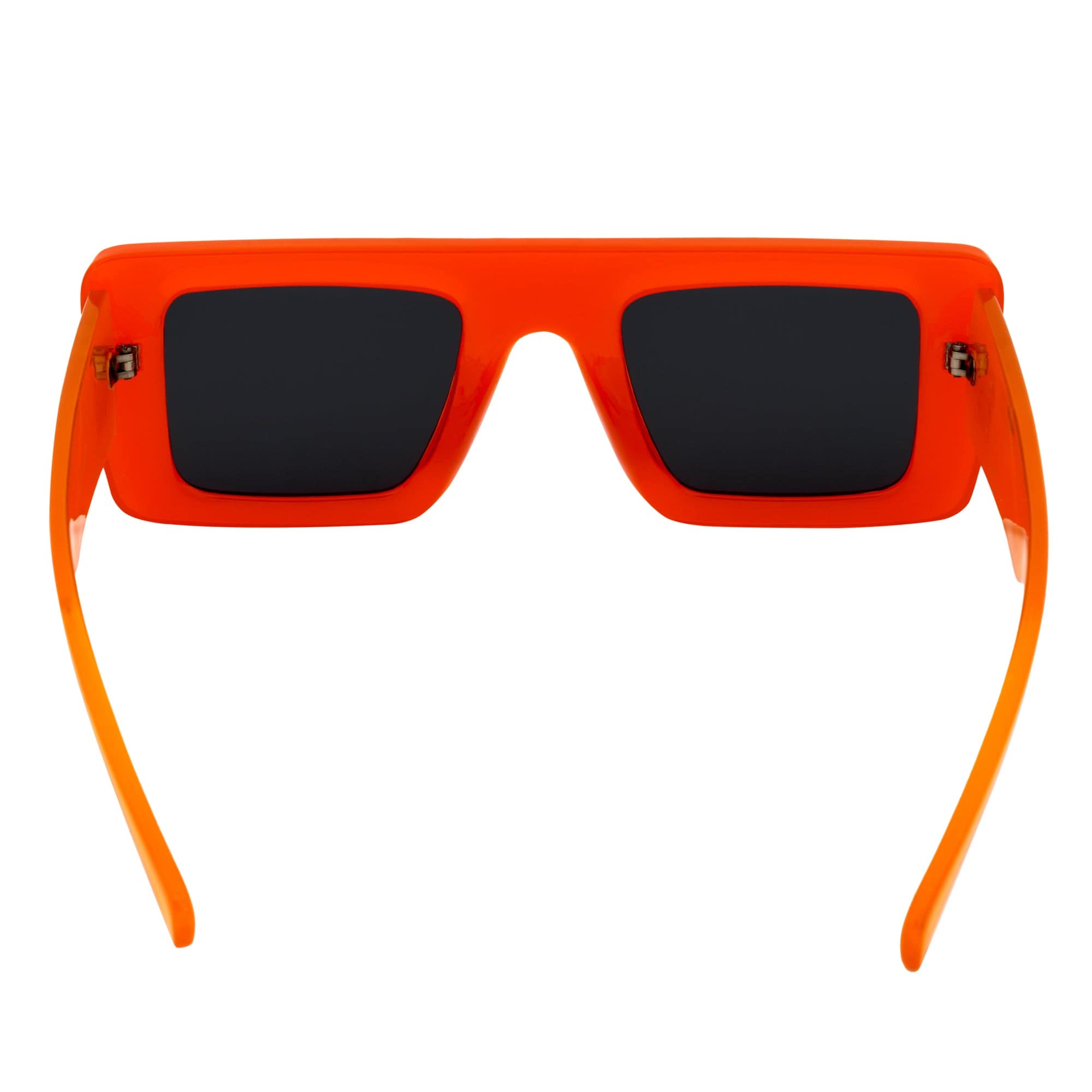 OFFSET - Two - Tone 90s Retro Thick Rectangle Sunglasses Orange - White Smoke Tint