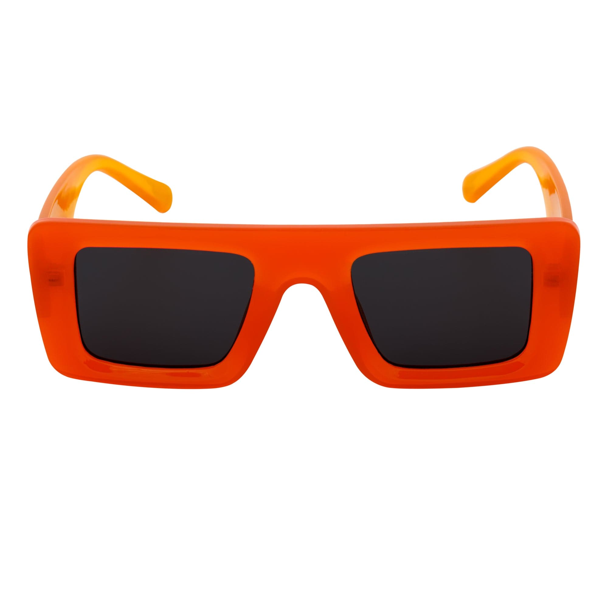OFFSET - Two - Tone 90s Retro Thick Rectangle Sunglasses Orange - White Smoke Tint