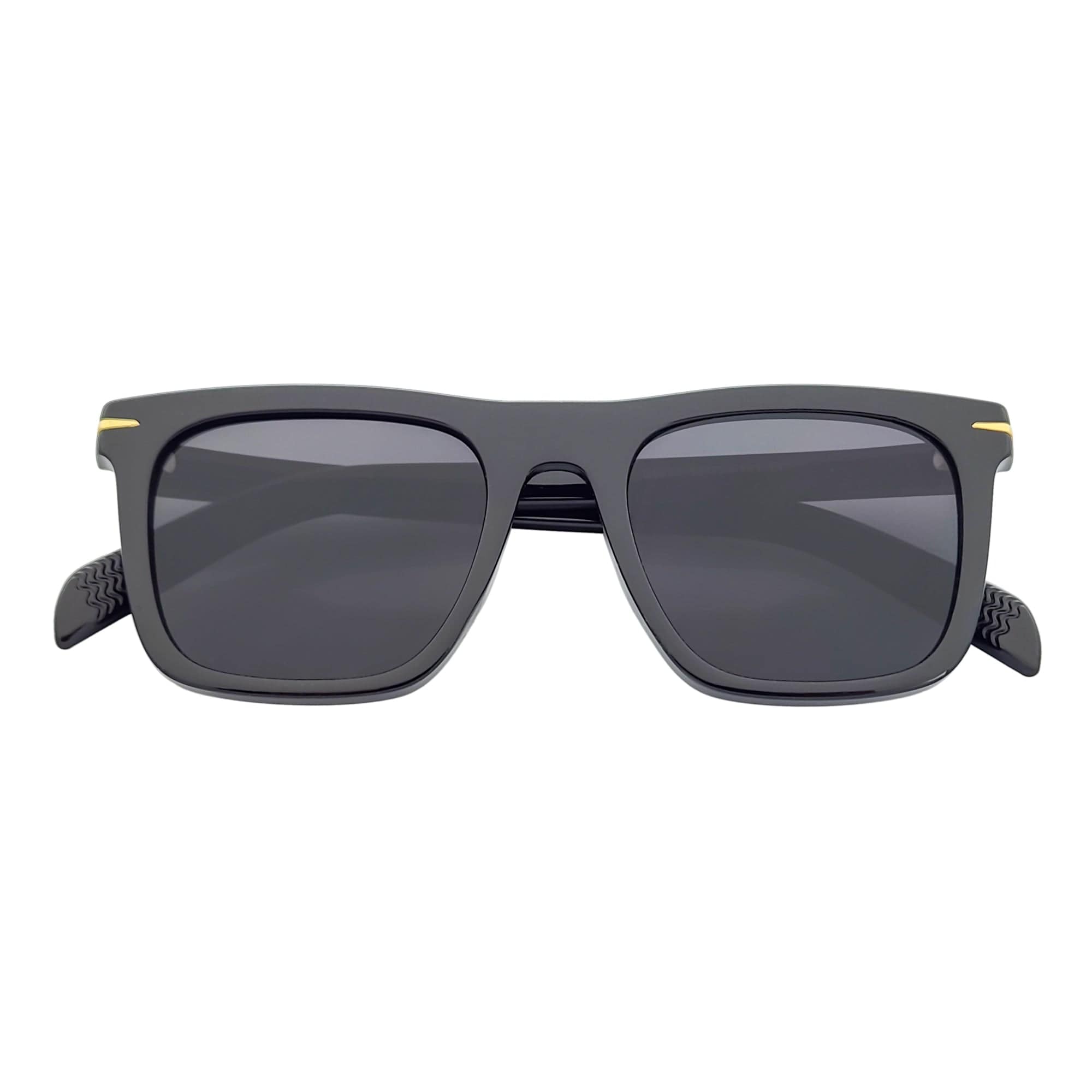 OXFORD - Square Horn Rimmed Sunglasses Metal Accent Black Smoke