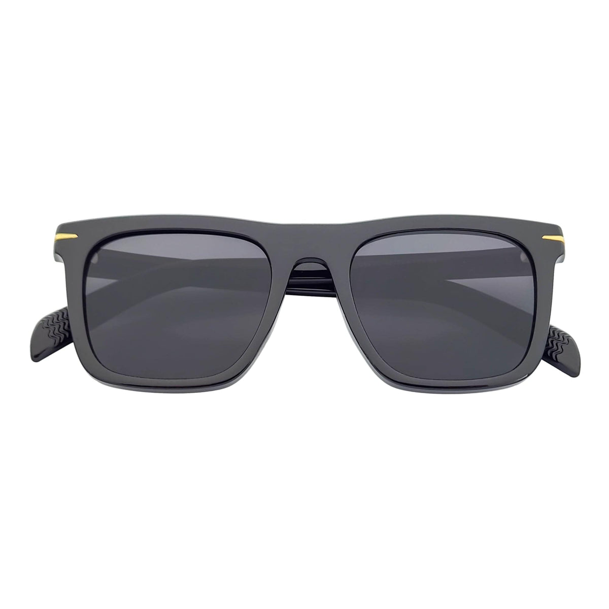 OXFORD - Square Horn Rimmed Sunglasses Metal Accent Black Smoke