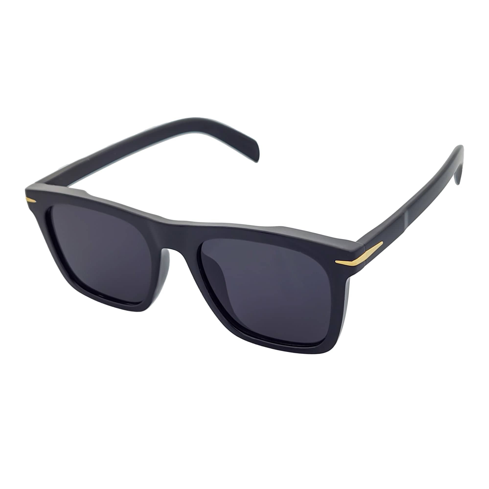 OXFORD - Square Horn Rimmed Sunglasses Metal Accent Black Smoke