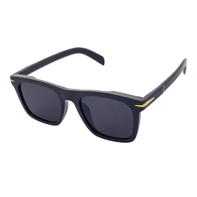 OXFORD - Square Horn Rimmed Sunglasses Metal Accent Black Smoke