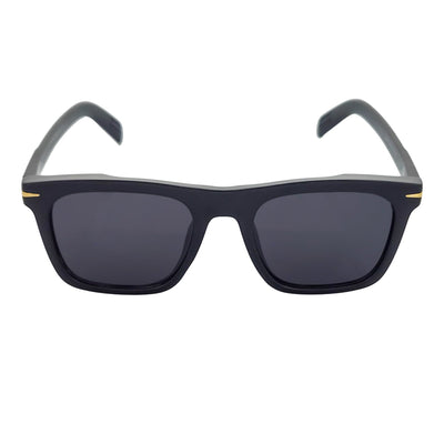 OXFORD - Square Horn Rimmed Sunglasses Metal Accent Black Smoke