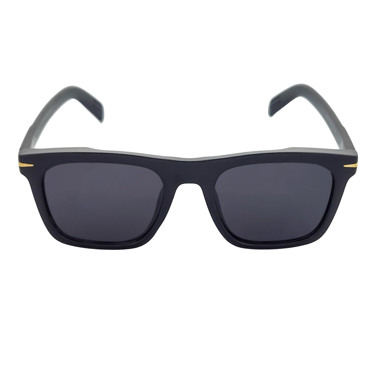 OXFORD - Square Horn Rimmed Sunglasses Metal Accent Black Smoke
