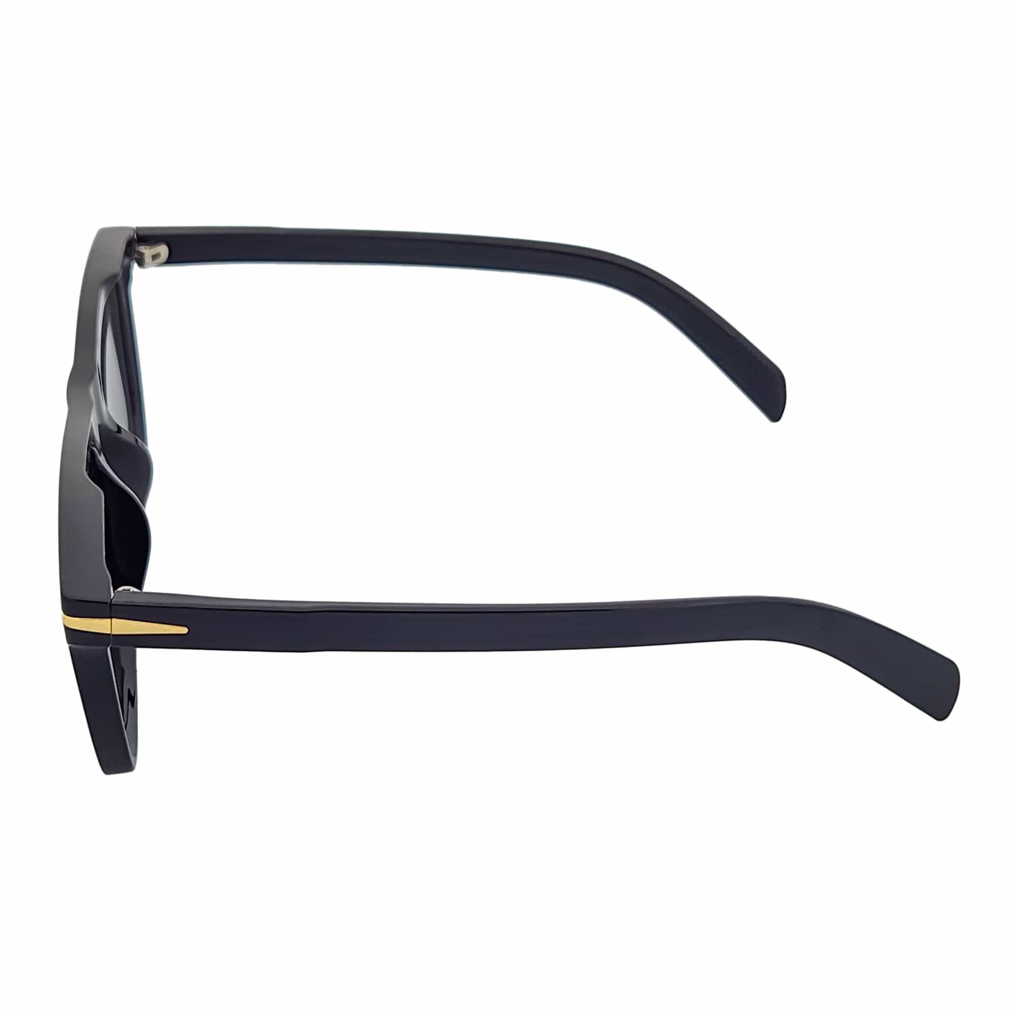 OXFORD - Square Horn Rimmed Sunglasses Metal Accent Black Smoke