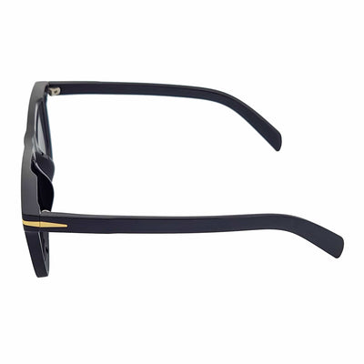 OXFORD - Square Horn Rimmed Sunglasses Metal Accent Black Smoke