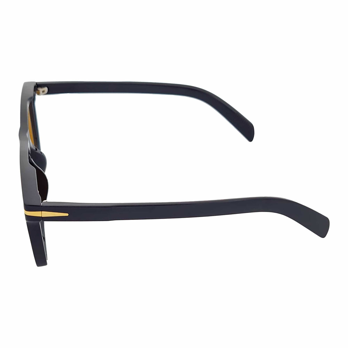 OXFORD - Square Horn Rimmed Sunglasses Metal Accent Black Yellow Tint