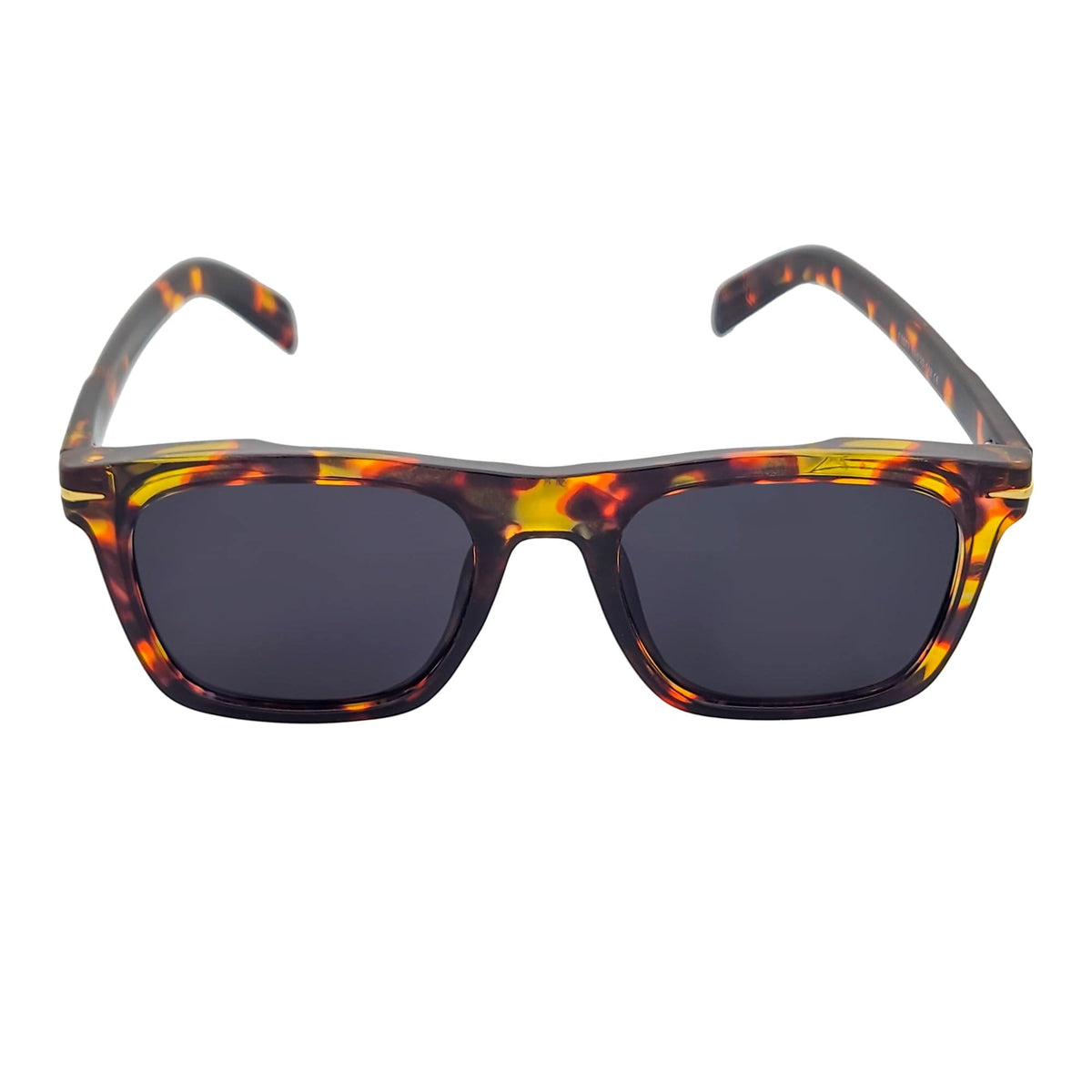 OXFORD - Square Horn Rimmed Sunglasses Metal Accent Tortoise Shell Smoke