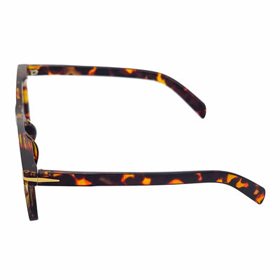 OXFORD - Square Horn Rimmed Sunglasses Metal Accent Tortoise Shell Smoke