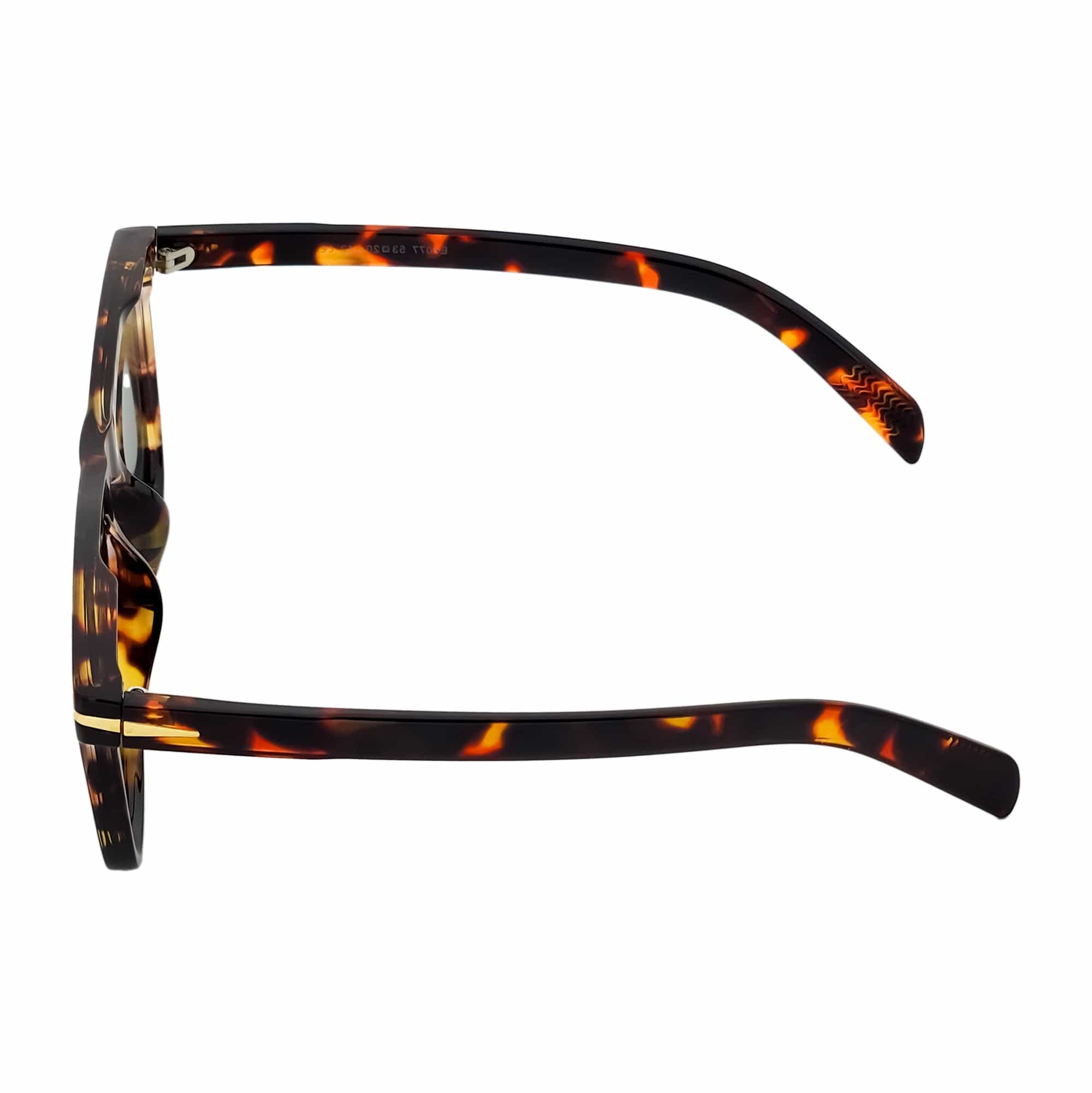 OXFORD - Square Horn Rimmed Sunglasses Metal Accent Tortoise Shell Green Tint