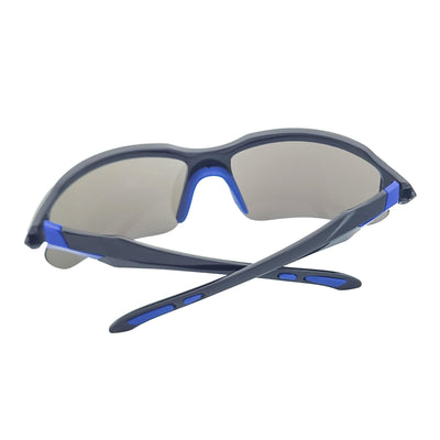 PACIFIC - Polarized Rimless Half Frame Sports Wraparound Sunglasses Gloss Black Blue Mirror