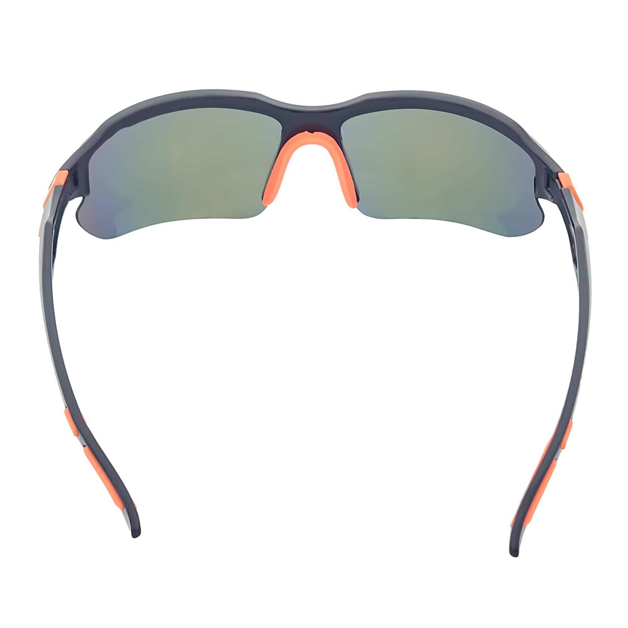 PACIFIC - Polarized Rimless Half Frame Sports Wraparound Sunglasses Gloss Black Orange Mirror