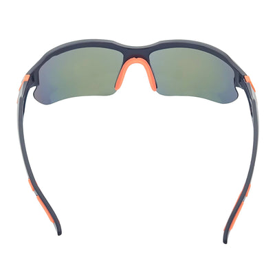 PACIFIC - Polarized Rimless Half Frame Sports Wraparound Sunglasses Gloss Black Orange Mirror