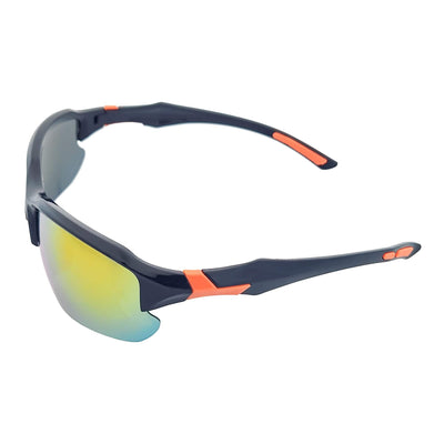 PACIFIC - Polarized Rimless Half Frame Sports Wraparound Sunglasses Gloss Black Orange Mirror