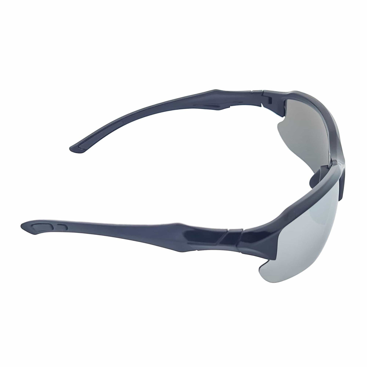 PACIFIC - Polarized Rimless Half Frame Sports Wraparound Sunglasses Gloss Black Silver Mirror