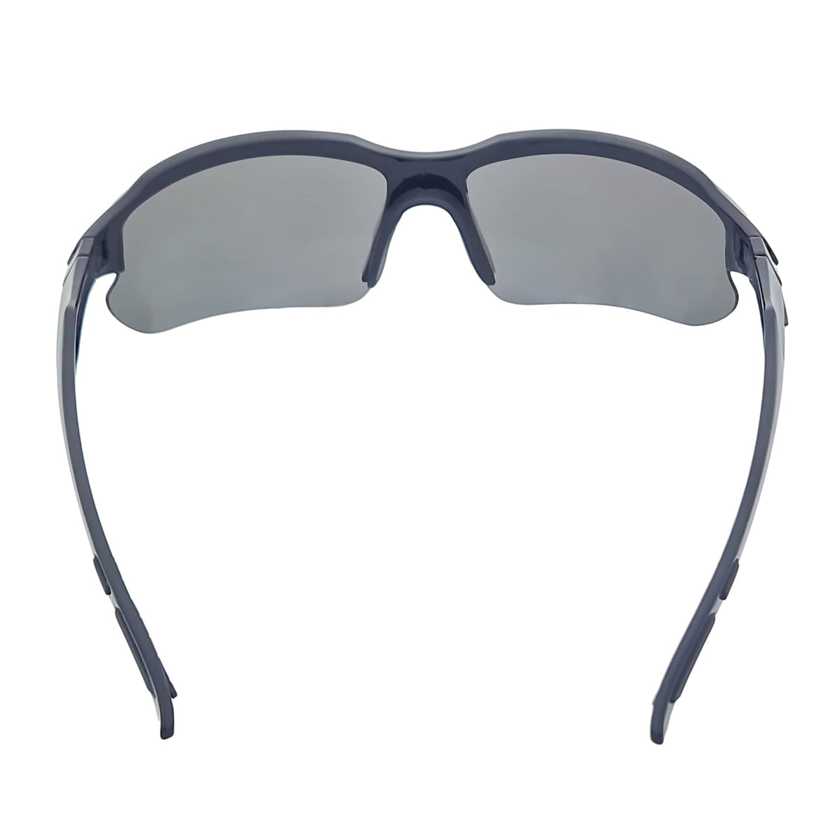 PACIFIC - Polarized Rimless Half Frame Sports Wraparound Sunglasses Gloss Black Silver Mirror