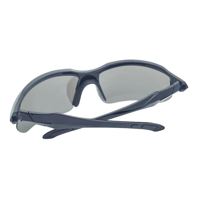 PACIFIC - Polarized Rimless Half Frame Sports Wraparound Sunglasses Gloss Black Silver Mirror