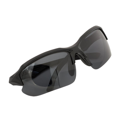 PACIFIC - Polarized Rimless Half Frame Sports Wraparound Sunglasses Gloss Black Smoke