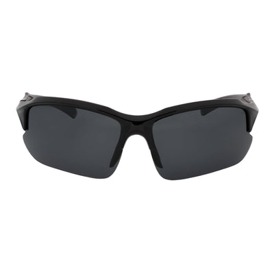 PACIFIC - Polarized Rimless Half Frame Sports Wraparound Sunglasses Gloss Black Smoke