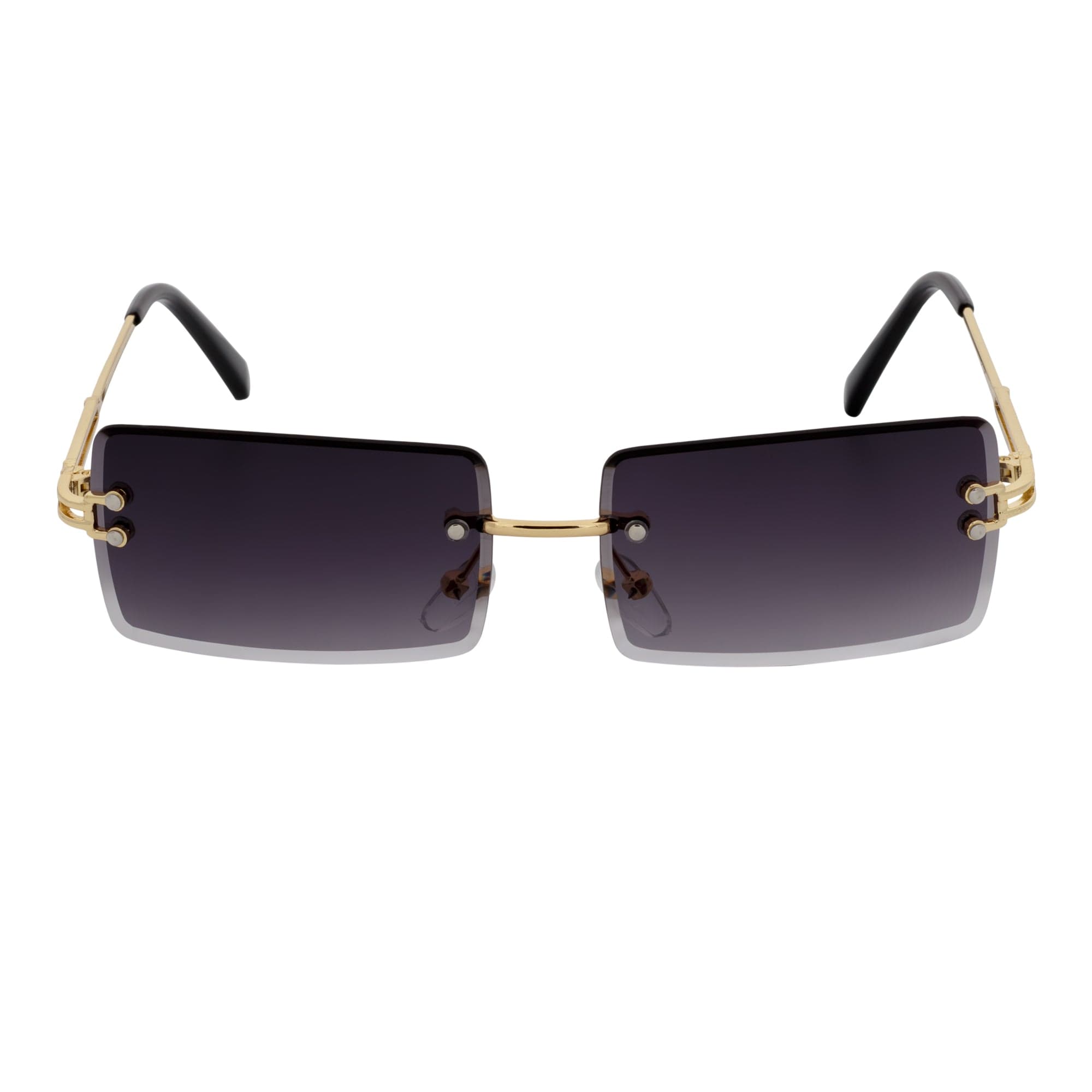 PREMIERE - Luxury 90s Small Metal Rimless Rectangle Sunglasses Gold Lavender