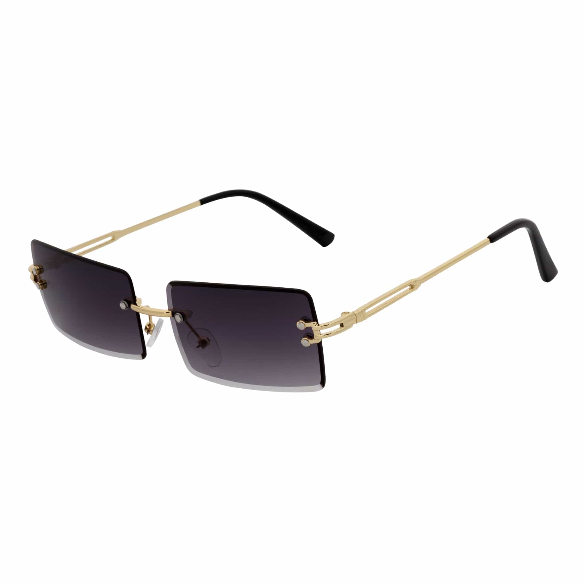 PREMIERE - Luxury 90s Small Metal Rimless Rectangle Sunglasses Gold Lavender