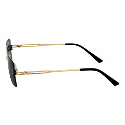 PREMIERE - Luxury 90s Small Metal Rimless Rectangle Sunglasses Gold Smoke Tint