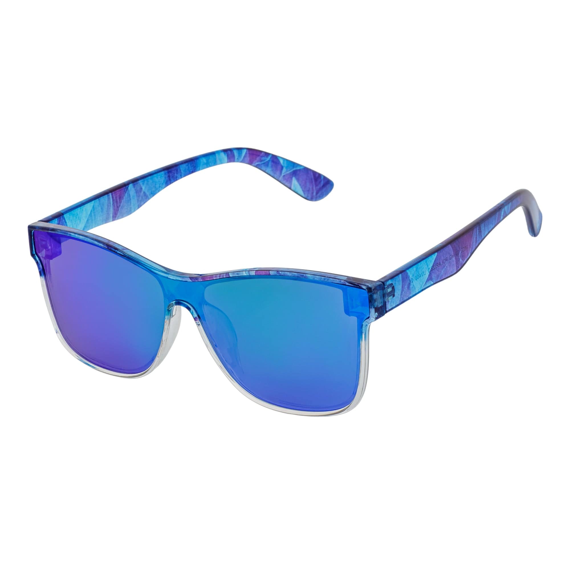 PRIME TIME - Polarized Flat Lens Sunglasses Clear Blue Green Mirror