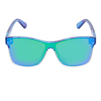 PRIME TIME - Polarized Flat Lens Sunglasses Clear Blue Green Mirror