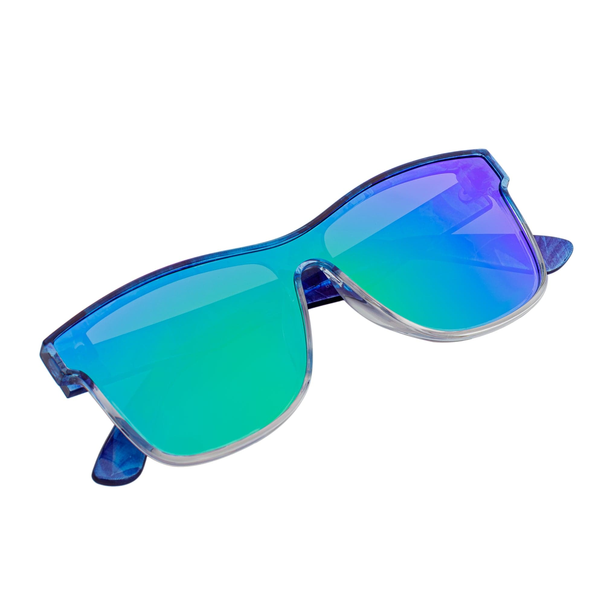 PRIME TIME - Polarized Flat Lens Sunglasses Clear Blue Green Mirror