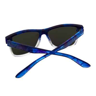 PRIME TIME - Polarized Flat Lens Sunglasses Clear Blue Green Mirror