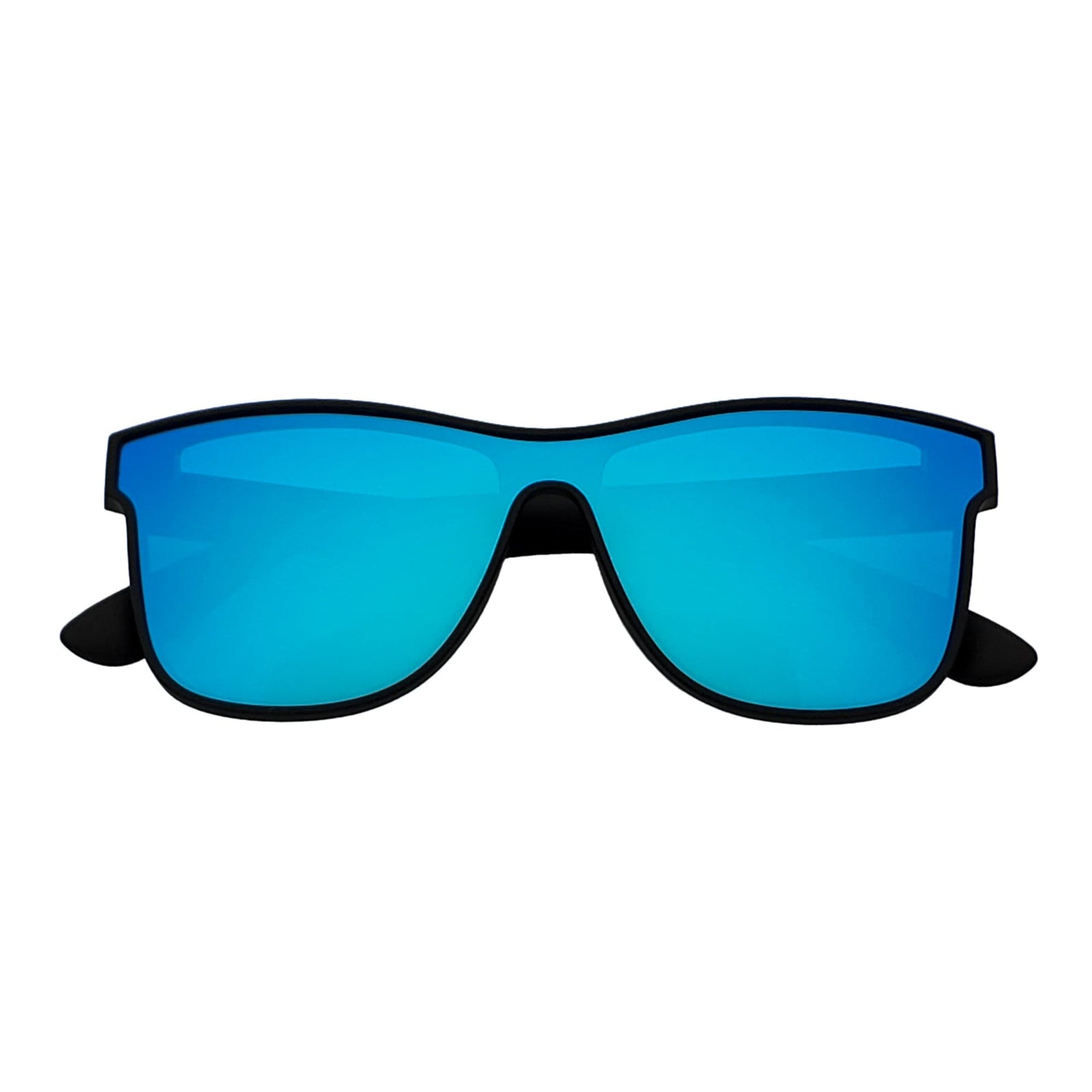 PRIME TIME - Polarized Flat Lens Sunglasses Matte Black Blue Mirror