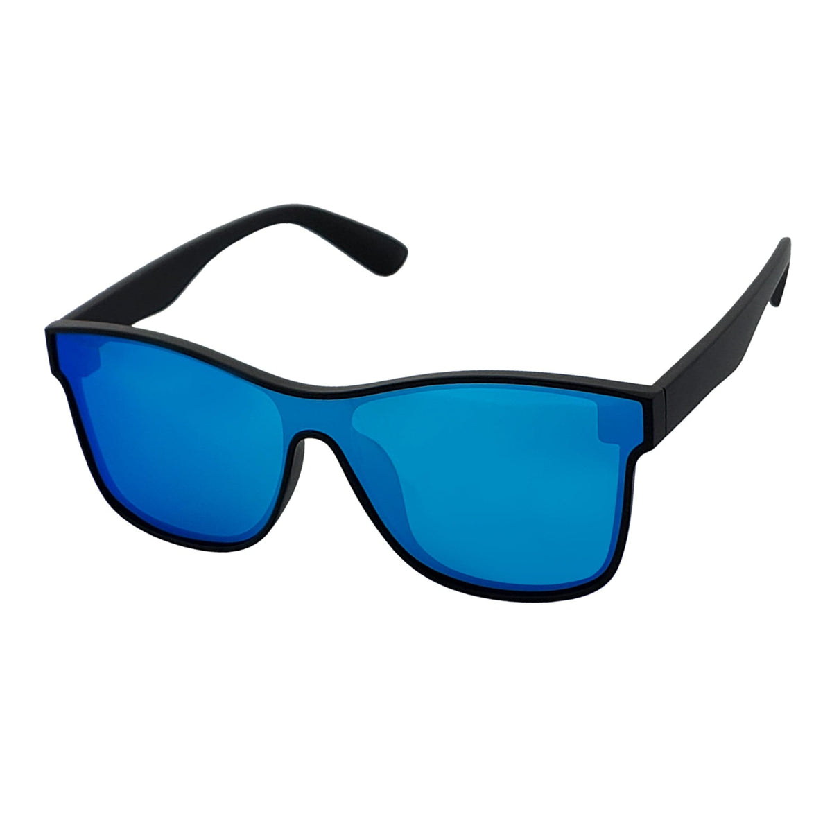 PRIME TIME - Polarized Flat Lens Sunglasses Matte Black Blue Mirror