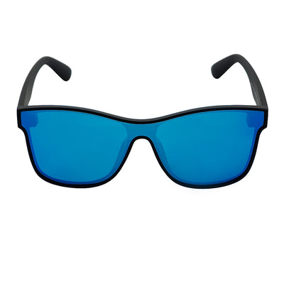 PRIME TIME - Polarized Flat Lens Sunglasses Matte Black Blue Mirror
