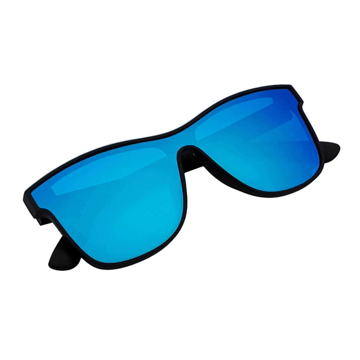 PRIME TIME - Polarized Flat Lens Sunglasses Matte Black Blue Mirror