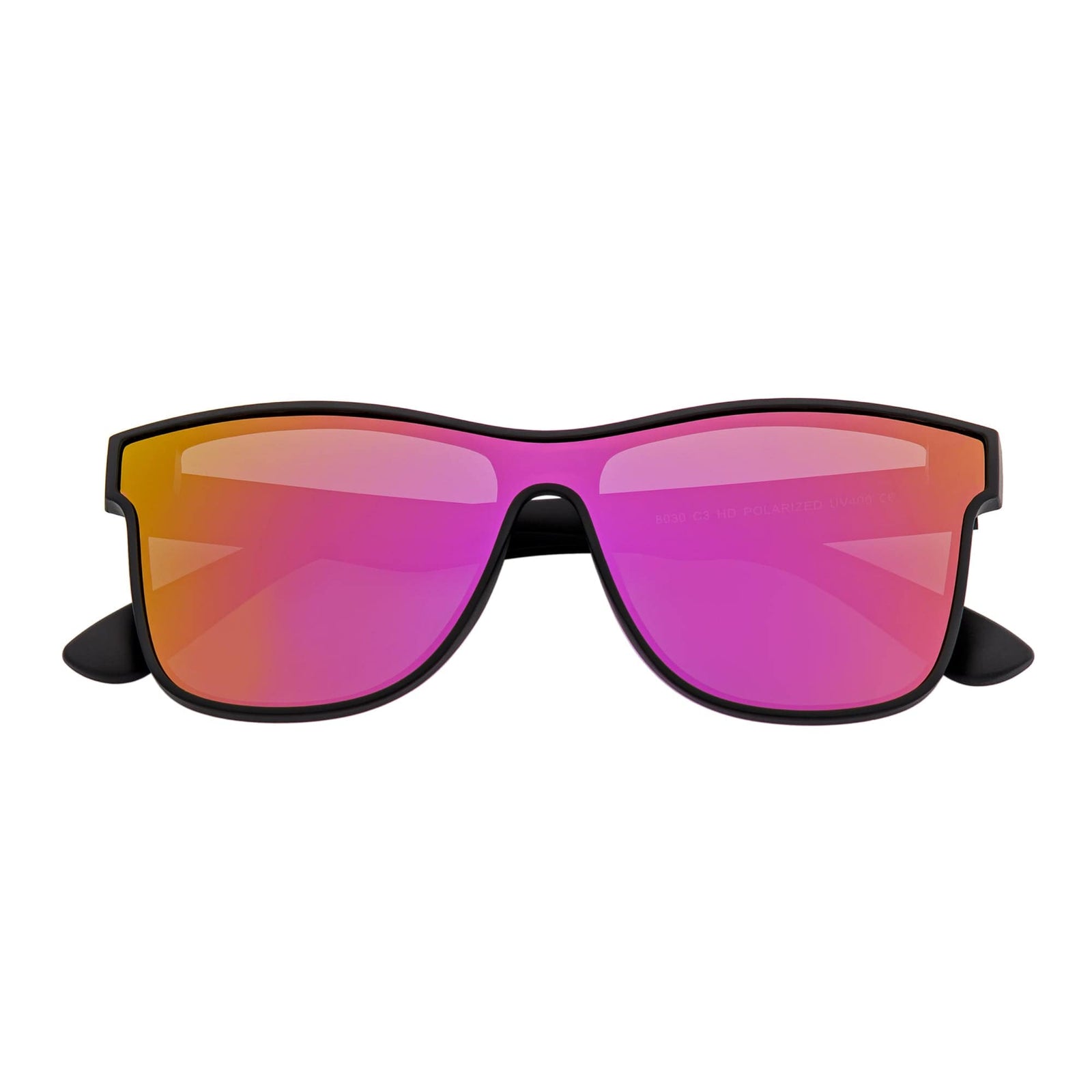 PRIME TIME - Polarized Flat Lens Sunglasses Matte Black Purple Mirror