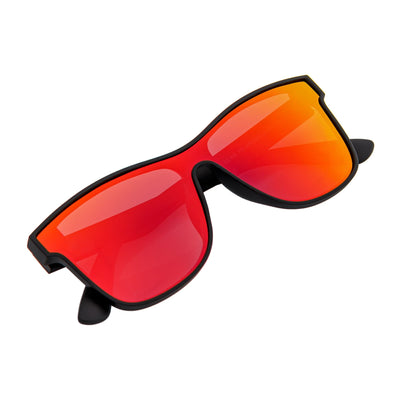 PRIME TIME - Polarized Flat Lens Sunglasses Matte Black Red Mirror - MorspecsM1001-4